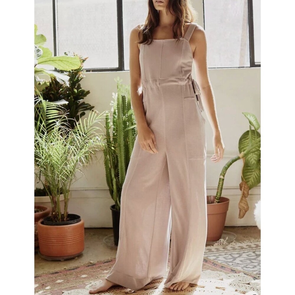 Free People Jumpsuit wide leg its a cinch womens Purple (medium) athleisure boho